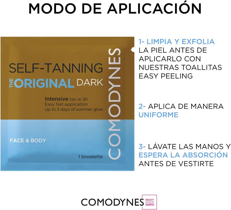 Comodynes Self-Tanning Towelettes - The Original Dark for Face & Body, 100g - Image 3